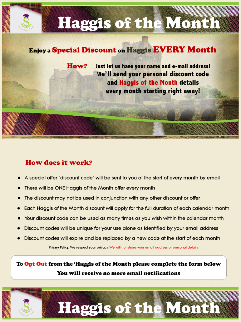 haggis of the month offer